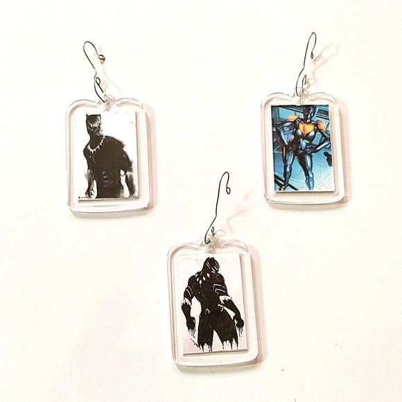 *HAPPY HOLIDAYS* (3x) Black Panther Ornaments! Double Sided. Handmade. Unisex - Picture 6 of 6